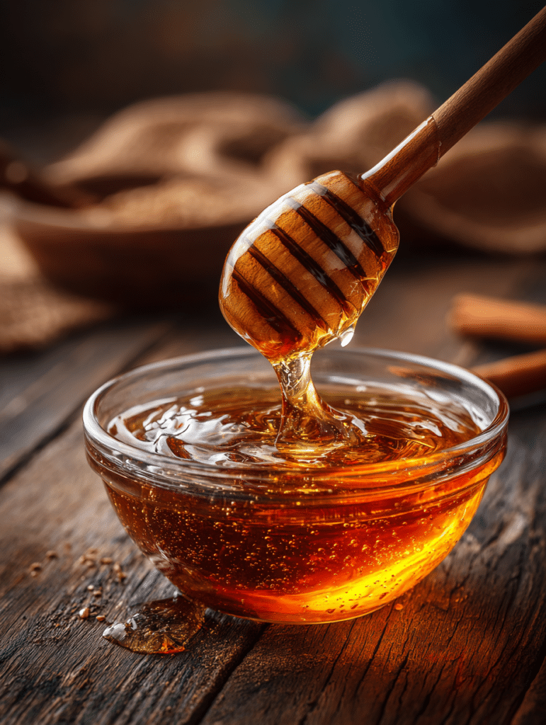 mixing ben carson honey recipe in glass bowl with cinnamon