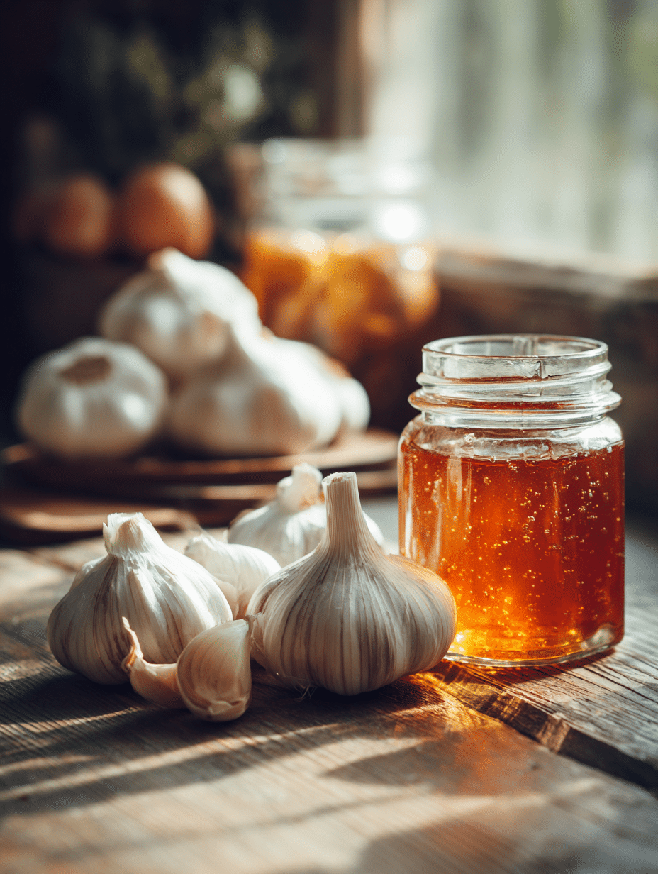 ingredients for Dr William Li honey recipe garlic and honey