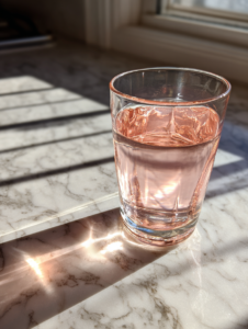 pink Himalayan salt recipe drink in glass