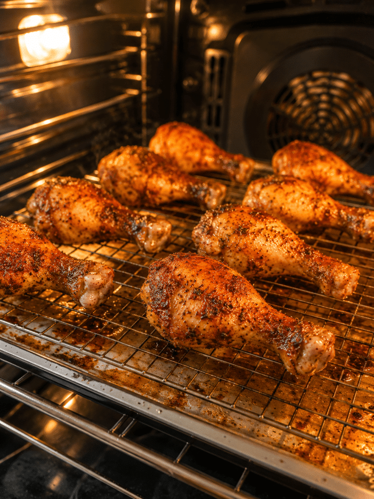 Oven Baked Easy Chicken Leg Recipe That Turns Crispy Every Time crispy oven baked chicken legs cooking in oven