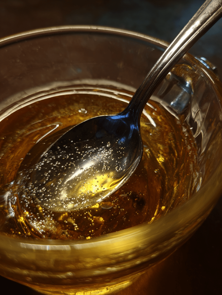 mixing horse gelatin for men in warm water