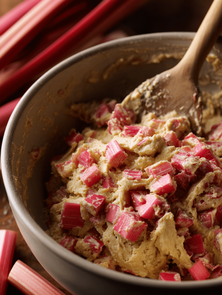 mixing batter for rhubarb coffee cake recipe