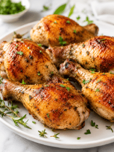 oven baked easy chicken leg recipe with crispy golden skin