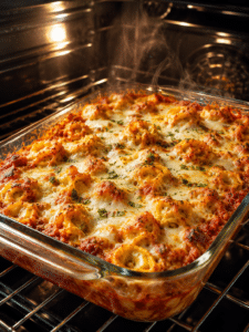 baked tortellini casserole recipe with melted cheese