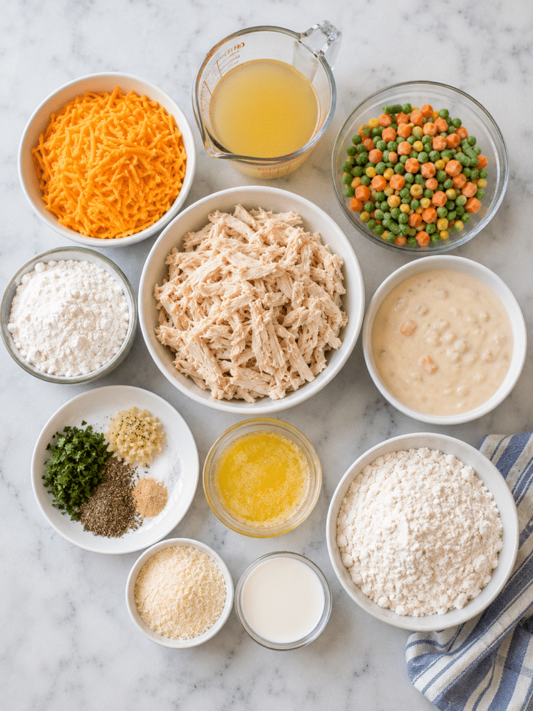 Ingredients for cheddar bay biscuit casserole recipe