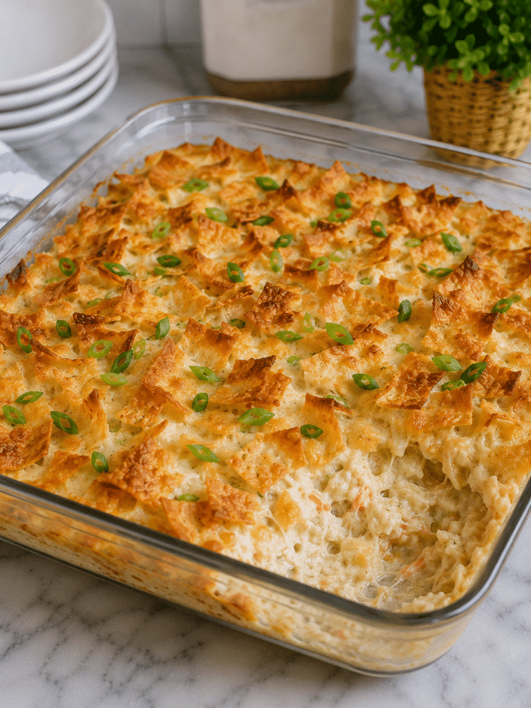crab rangoon casserole recipe fresh from the oven