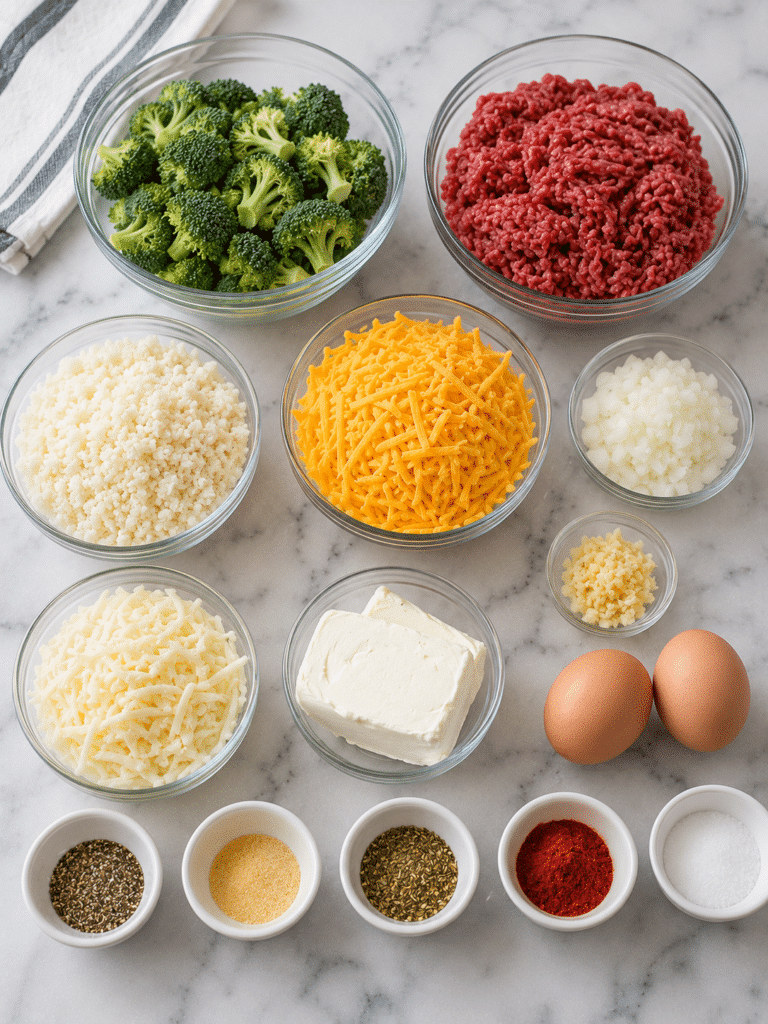 Ingredients for easy low carb casserole recipe
