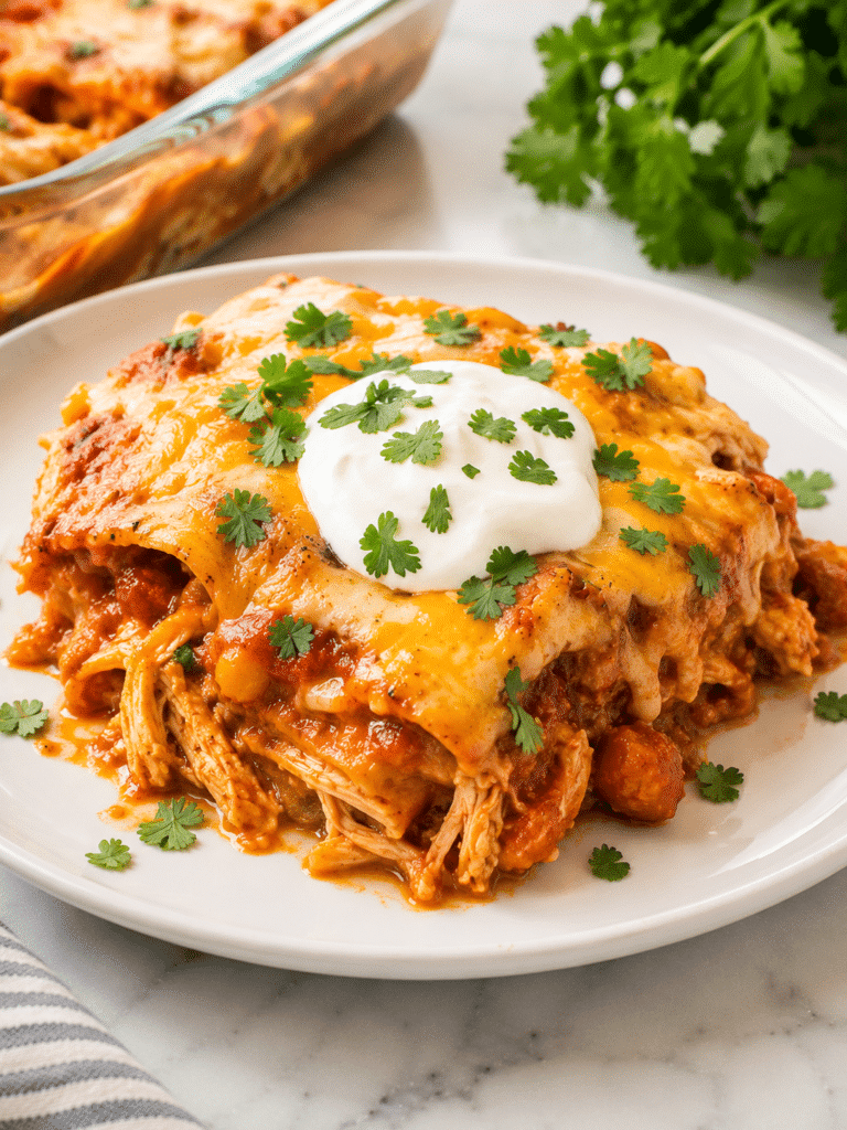 Healthy Casserole Recipes: 20 Easy and Nutritious Family Dinners Serving chicken enchiladas casserole recipe