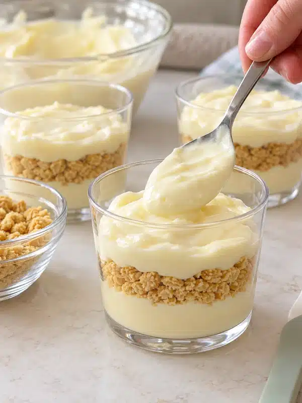 Christmas Tree Cake Dirt Cups: Easy No-Bake Holiday Treats Layering Christmas Tree Cake Dirt Cups with thick vanilla pudding and crushed Golden Oreos.