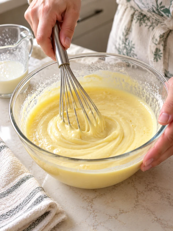 Christmas Tree Cake Dirt Cups: Easy No-Bake Holiday Treats Whisking cold milk and instant vanilla pudding for Christmas Tree Cake Dirt Cups.